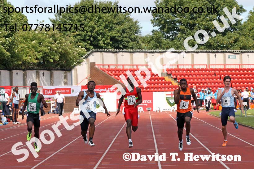 Inter boys 100 metres, 2015 English Schools, Gateshead. Photo: David T. Hewitson/Sports for All Pics